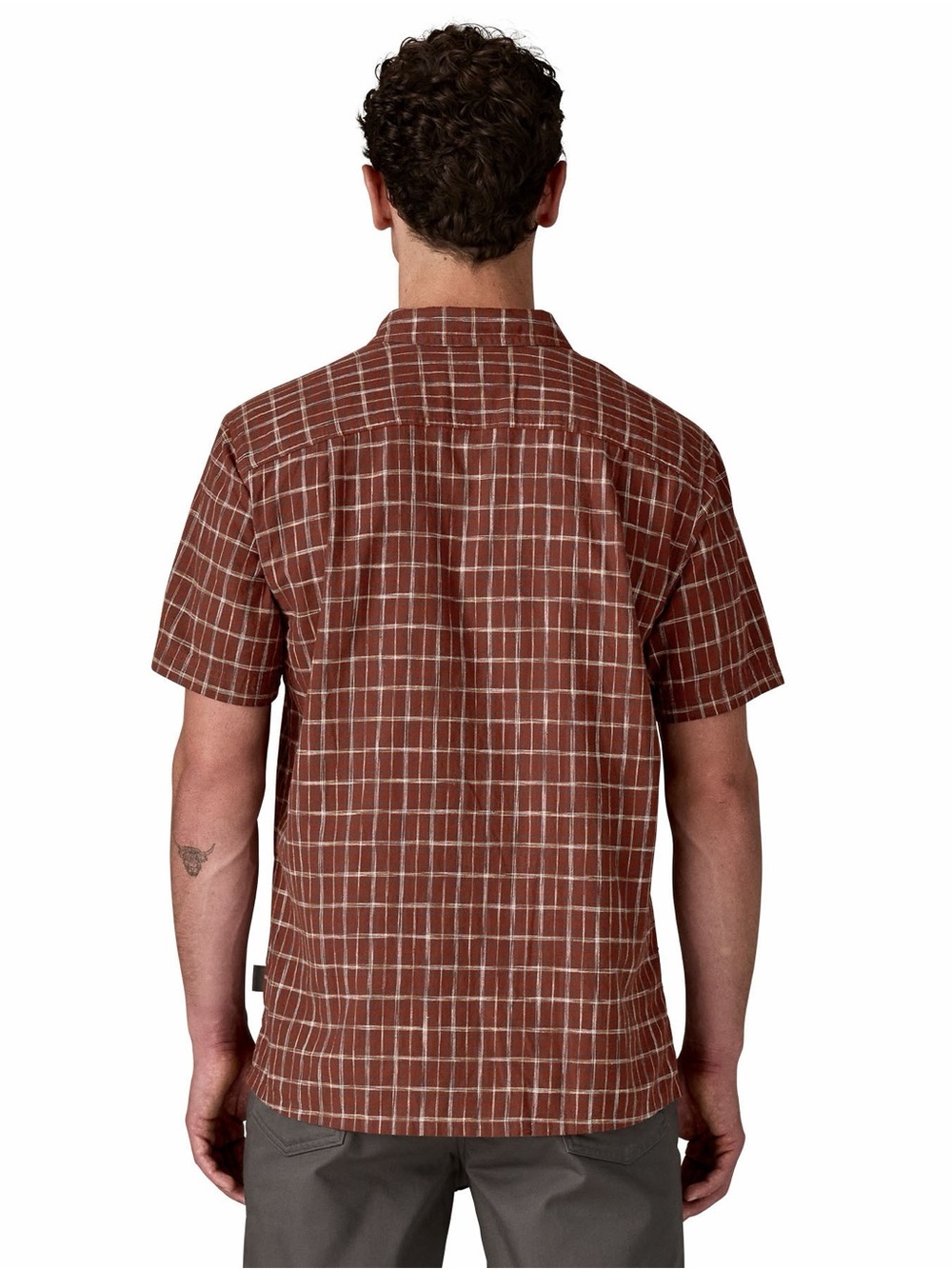 Patagonia Renewal Brown Orange Plaid Back Step Button Front Short Sleeve Shirt - Picture 2 of 12